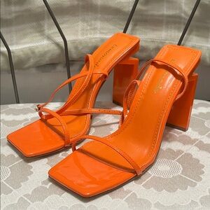 NWOT Lemonade Vibrant Orange Block Heels Style Nicole Size 7